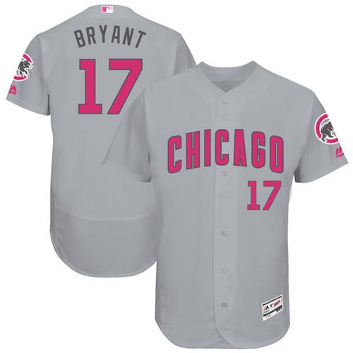Cubs #17 Kris Bryant Grey Flexbase Authentic Collection Mother's Day Stitched MLB Jersey - Click Image to Close